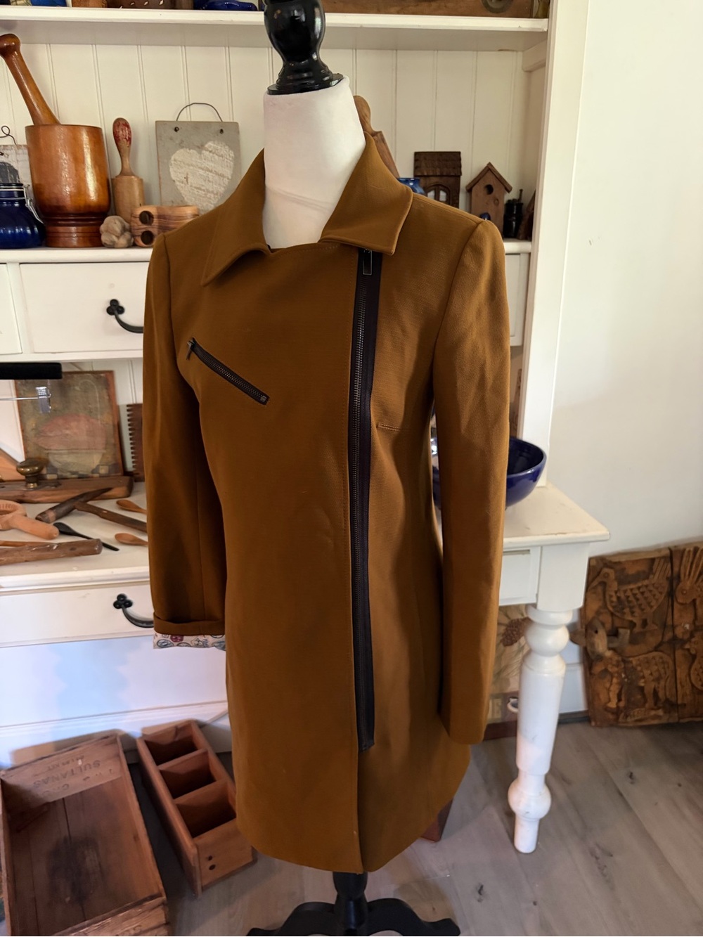 Rachel Roy Women’s Asymmetrical Zip Coat in Brown